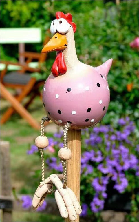 Ornements en résine de clôture de souffle de printemps de poulet à longues pattes m3330987 