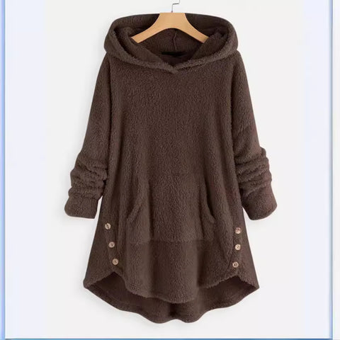Kapuzenpullover Langarm doppelseitiger Samt mittlerer und langer Pullover m300435 