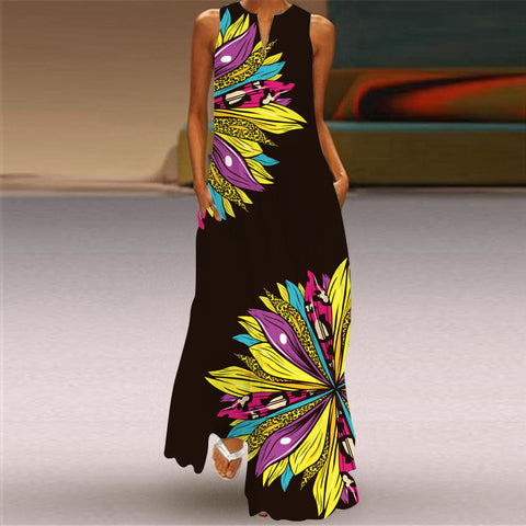 Robe fleurie à col en V M300202 