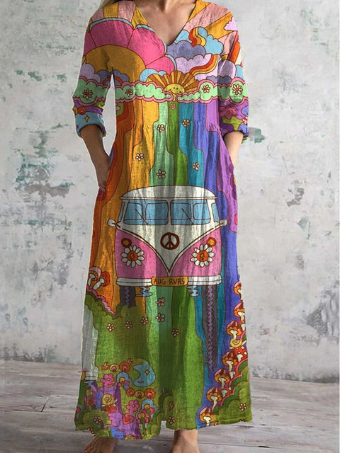 Robe mi-longue à imprimé floral pour femme m301039