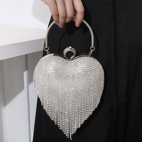 Sac à main en strass avec pompon et diamants, sac de dîner tendance m3331046
