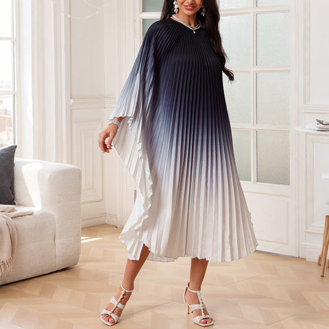 Elegantes Organ Plissee Cape langes Kleid Kleid m301386 
