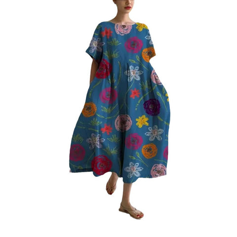 3D-Baumwollimitat-Pull-Frame-Craft-Damen-Pendelkleid m301038