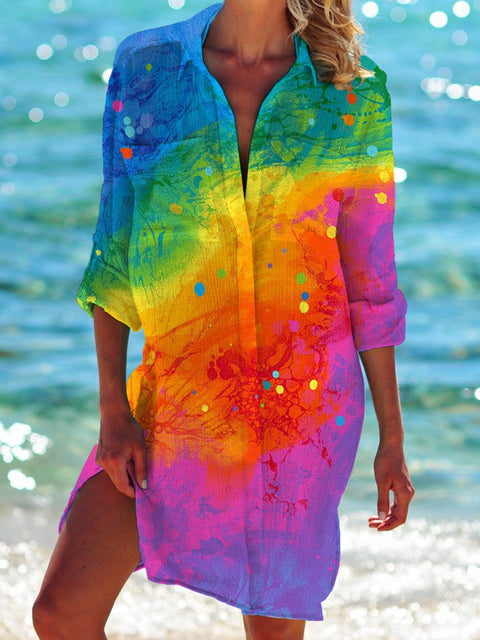 Bikinijacke Shirt Badeanzug Strickjacke Damen bedruckt Resort Strandshirt m301274 