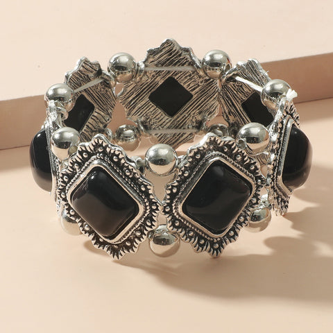 Bracelet élastique ethnique rétro en alliage turquoise m3331053