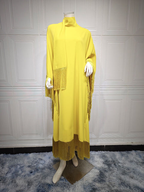 Damen Fledermausärmel Quaste High Fashion Kleid Partykleid m301183 