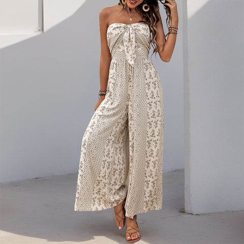 Sommer-Hot-Seller mit hoher Taille, Schnürung und weitem Bein und lässiger Hose mit weitem Bein im Ethno-Stil, m300833 