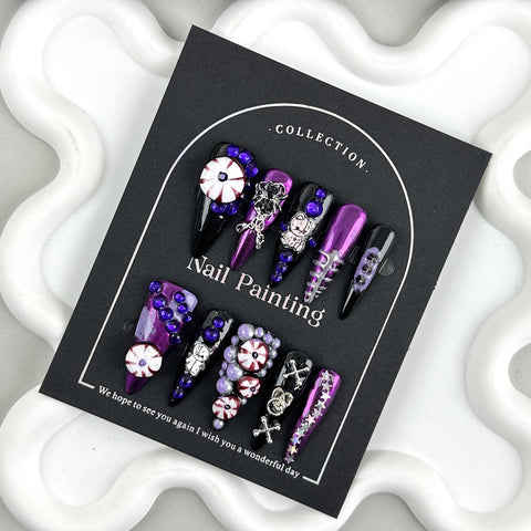 Grandiose et cool, pièce d'ongle sombre, sens avancé, patch d'ongle fait main pur m3331198 