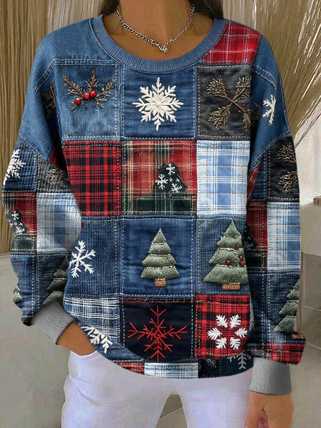 Loose outer wear lazy wind snowflake Christmas tree mix and match casual commuter sweater m302516-3
