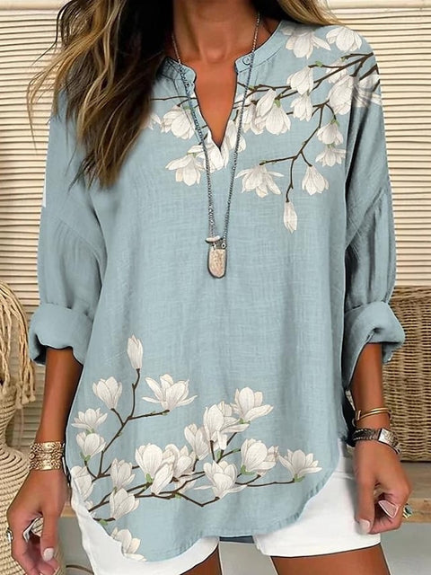 Floral einfache casual temperament T-shirt langarm m301361-1 