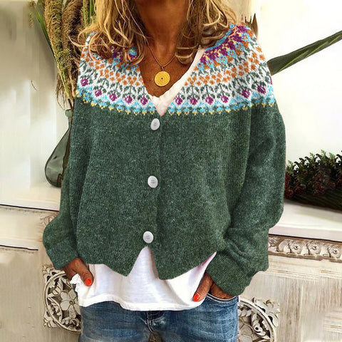 New Christmas abstract print casual cape jacket cardigan sweater m301665