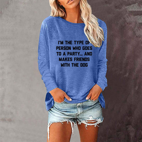Lose rundhals außenhandel druck langarm frauen T-shirt top m300920 