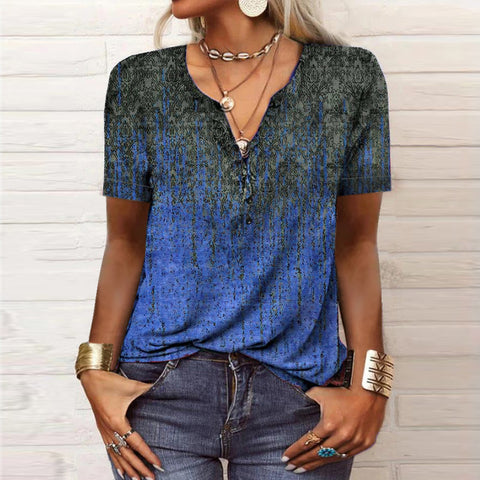 Damen Kurzarm T-Shirt mit ethnischem Print und Print m300017 