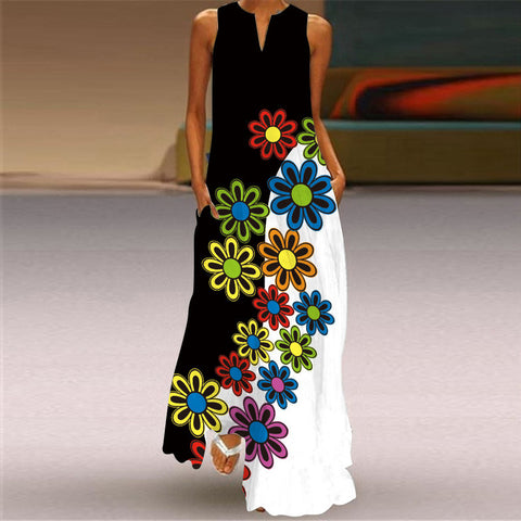 Robe fleurie à col en V M300202 