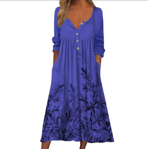 Robe boutonnée avec cardigan à poches imprimé m300714 