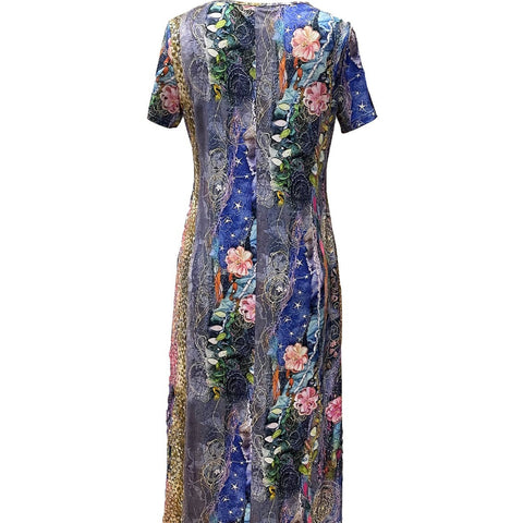 Robe décontractée ample à manches mi-longues et col en V pour femme, style ethnique, m301203 