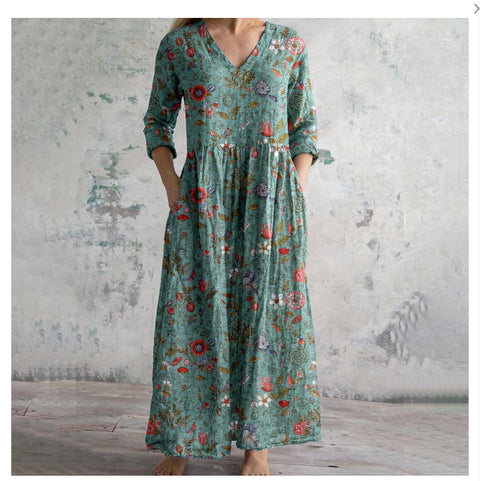 3D printing summer casual loose long-sleeved dress m301729