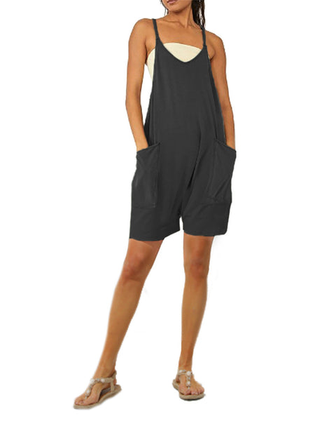 Solid color zipper bag suspender jumpsuit fat hip pants m301068