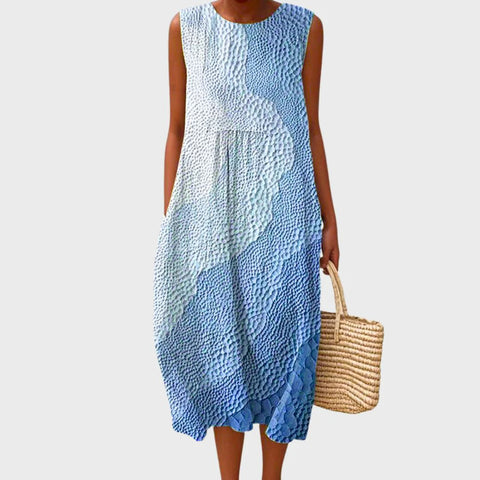 New sleeveless casual printing temperament long dress dress slim fit small fresh m302083