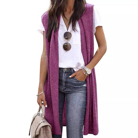 Cardigan tendance mi-long sans manches pour femme M300300 