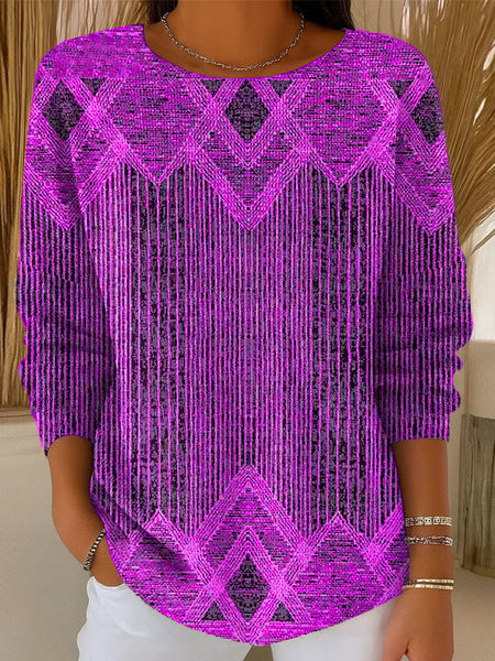 3D digital printing women's fashion round neck casual long-sleeved top m302157