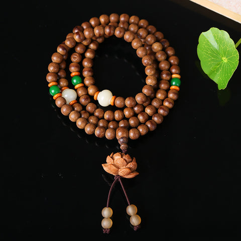 Bracelet en bois d'agar de Kalimantan, collier en bois d'agar au parfum doux, chaîne de pull, simple bois d'agar 108 perles de Bouddha m3331317