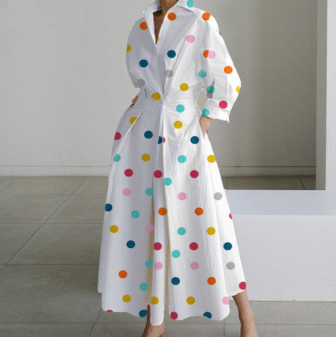 Robe imprimée à manches longues et col en V M300331 