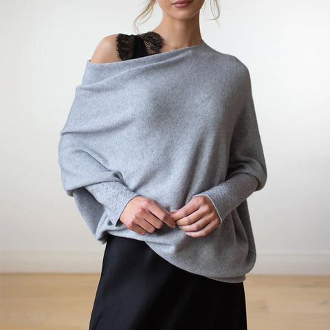 Crew neck long sleeve comfortable temperament knitted pleated jumper m302318