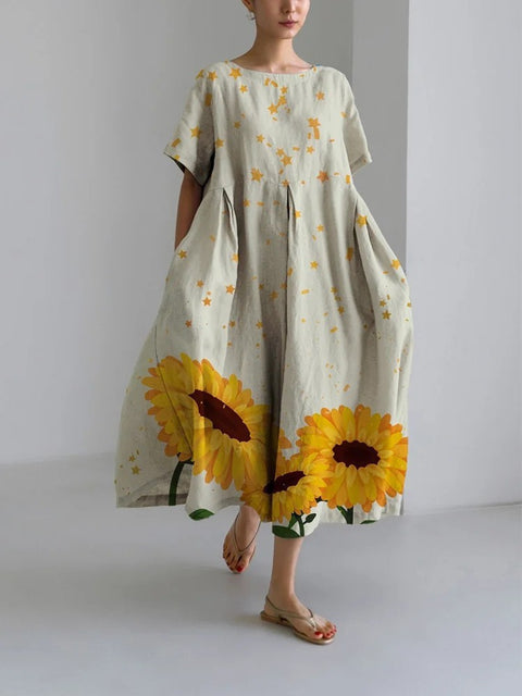 3D-Baumwollimitat-Pull-Frame-Craft-Damen-Pendelkleid m301038