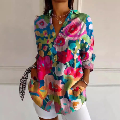 Sommertrend Langarmshirt Blumenmuster Druck 3D Shirt m301226 
