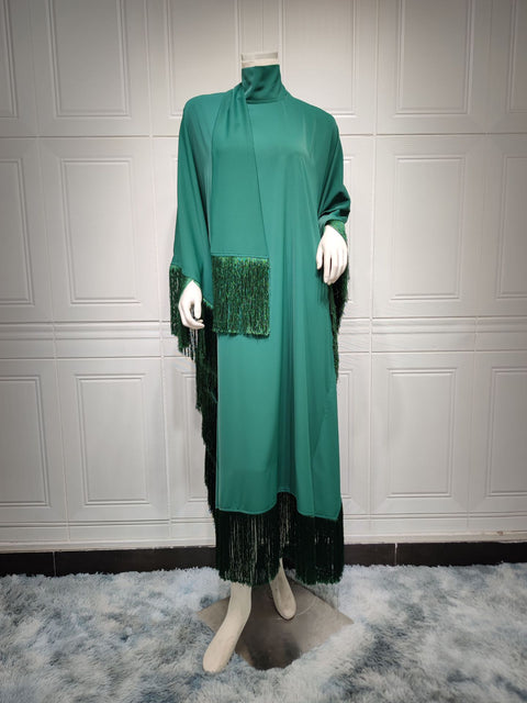 Damen Fledermausärmel Quaste High Fashion Kleid Partykleid m301183 