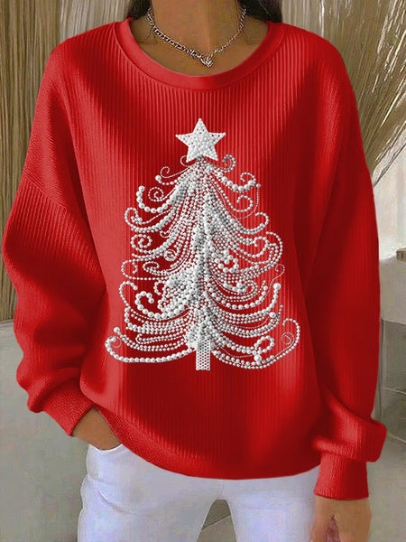 Knitted top snowflake christmas tree mix and match casual commuter sweater m302212