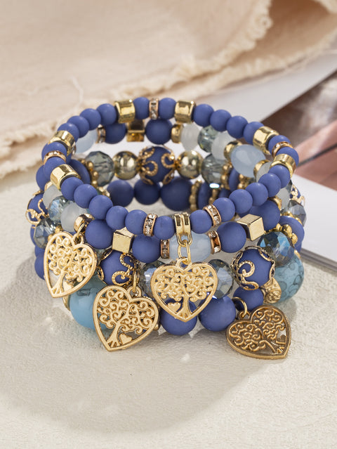 Nouveau bracelet bohème créatif à pompons et perles multicouches m3331286