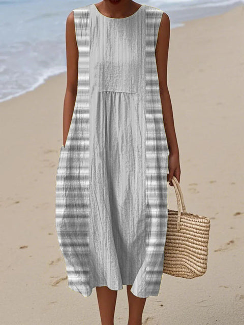 New sleeveless casual printing temperament long dress dress slim fit small fresh m302083