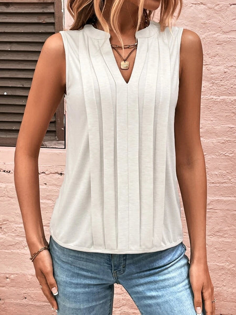 Mode Temperament elegante plissierte V-Ausschnitt Weste Damen Top T m300879 
