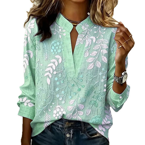 3D digital printing pullover V-neck long-sleeved women's top m303016