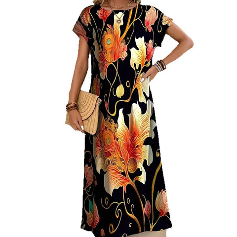 Robe élégante imprimée à manches courtes m301202 