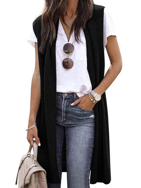 Cardigan tendance mi-long sans manches pour femme M300300 