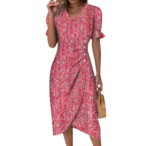 Kleid mit geometrischen Collage-Blasenärmeln und unregelmäßigem Saum, m301272 