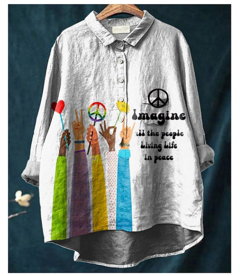 Lässiges Damen-T-Shirt mit Rundhalsausschnitt und lockerem Druck in großen Größen m301279 