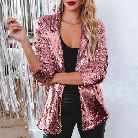 Cardigan lapel long-sleeved sequined casual blazer women's m302519