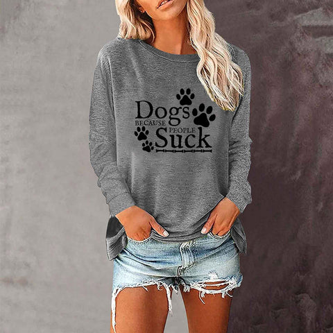 T-shirt ample à manches longues et col rond pour femme, imprimé commerce extérieur, M300920 