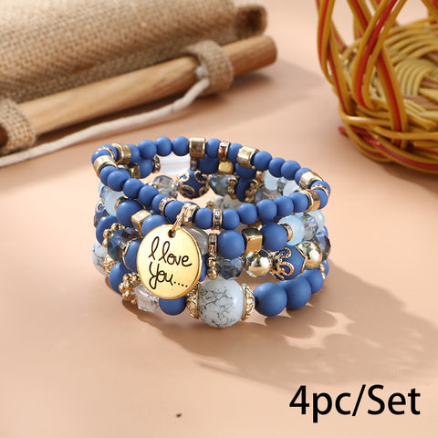 Nouveau bracelet bohème créatif à pompons et perles multicouches m3331286