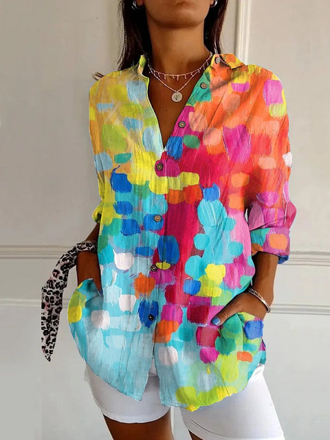 Sommertrend Langarmshirt Blumenmuster Druck 3D Shirt m301226 
