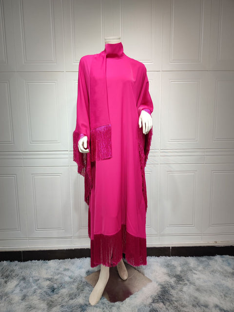 Damen Fledermausärmel Quaste High Fashion Kleid Partykleid m301183 