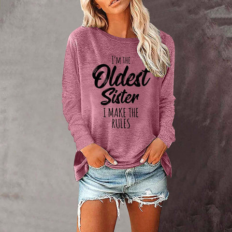 Lose rundhals außenhandel druck langarm frauen T-shirt top m300920 