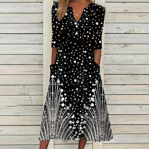 Bedrucktes Kleid mit halblangen Knöpfen M300188 