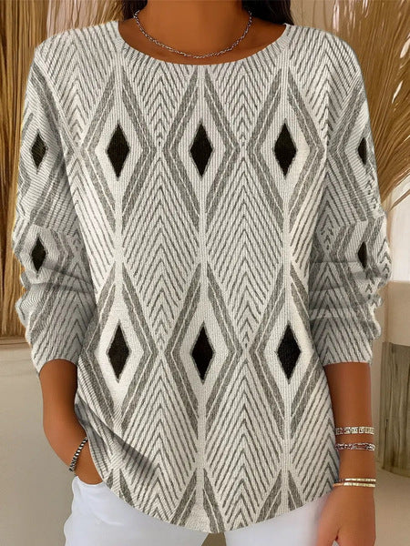 3D digital printing women's fashion round neck casual long-sleeved top m302157