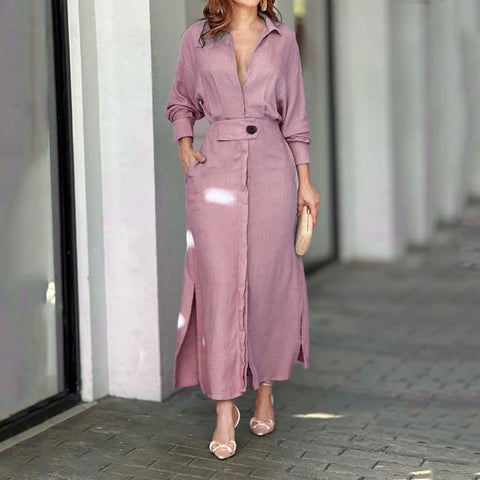 New temperament women's commuting lace-up solid color waist long-sleeved irregular shirt m302051