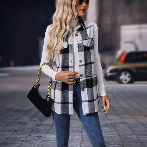 Damen Herbst und Winter Mode Plaid Ärmellose Weste lose m300977 
